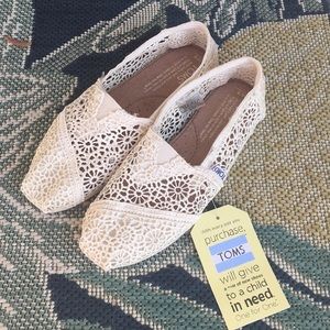 White Crochet Lace Toms